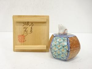 高野昭阿弥造　色絵　干支卯　香合